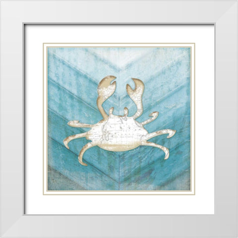 Coastal Crab White Modern Wood Framed Art Print with Double Matting by Pugh, Jennifer