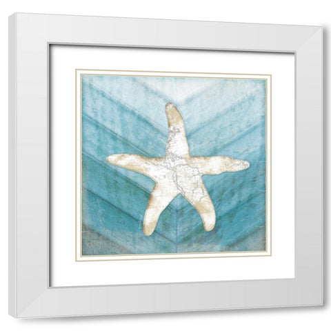 Coastal Starfish White Modern Wood Framed Art Print with Double Matting by Pugh, Jennifer