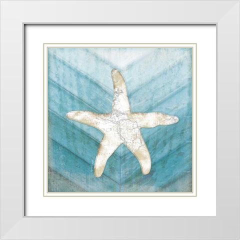 Coastal Starfish White Modern Wood Framed Art Print with Double Matting by Pugh, Jennifer