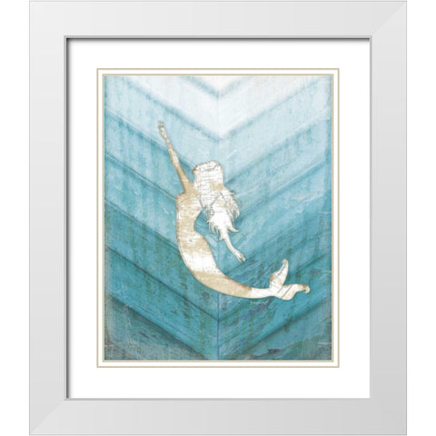 Coastal Mermaid I White Modern Wood Framed Art Print with Double Matting by Pugh, Jennifer