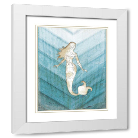 Coastal Mermaid III White Modern Wood Framed Art Print with Double Matting by Pugh, Jennifer