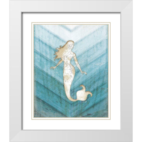 Coastal Mermaid III White Modern Wood Framed Art Print with Double Matting by Pugh, Jennifer