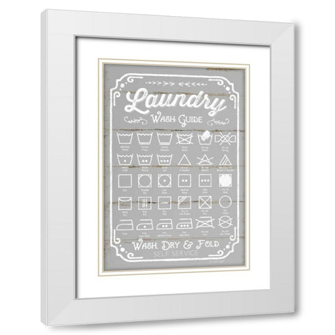 Laundry Wash Guide White Modern Wood Framed Art Print with Double Matting by Pugh, Jennifer