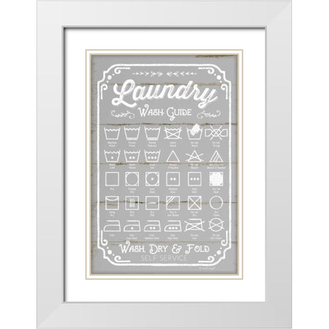 Laundry Wash Guide White Modern Wood Framed Art Print with Double Matting by Pugh, Jennifer