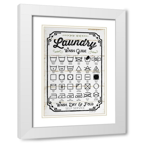 Laundry Wash Guide White Modern Wood Framed Art Print with Double Matting by Pugh, Jennifer