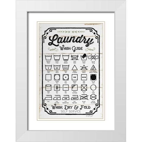 Laundry Wash Guide White Modern Wood Framed Art Print with Double Matting by Pugh, Jennifer