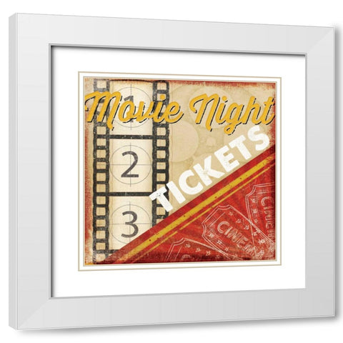 Movie Night White Modern Wood Framed Art Print with Double Matting by Pugh, Jennifer