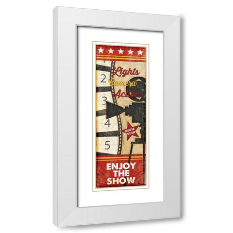 Lights, Camera, Action White Modern Wood Framed Art Print with Double Matting by Pugh, Jennifer