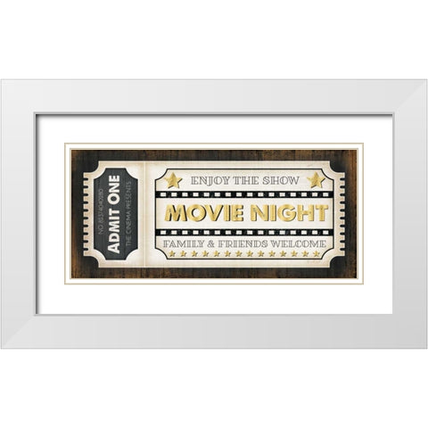 Movie Ticket White Modern Wood Framed Art Print with Double Matting by Pugh, Jennifer