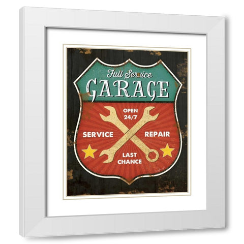 Full Service Garage White Modern Wood Framed Art Print with Double Matting by Pugh, Jennifer