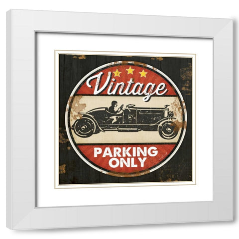 Vintage Parking White Modern Wood Framed Art Print with Double Matting by Pugh, Jennifer