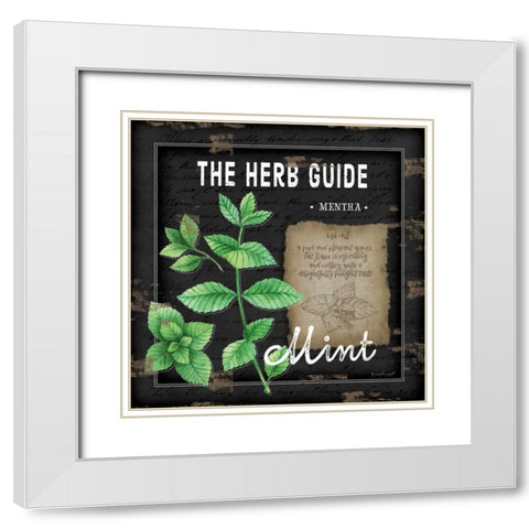 Herb Guide Mint White Modern Wood Framed Art Print with Double Matting by Pugh, Jennifer