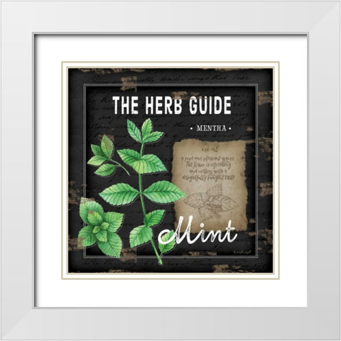 Herb Guide Mint White Modern Wood Framed Art Print with Double Matting by Pugh, Jennifer