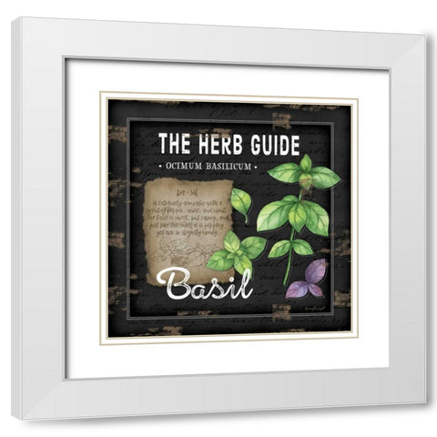 Herb Guide Basil White Modern Wood Framed Art Print with Double Matting by Pugh, Jennifer