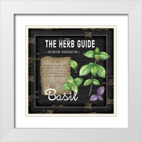 Herb Guide Basil White Modern Wood Framed Art Print with Double Matting by Pugh, Jennifer