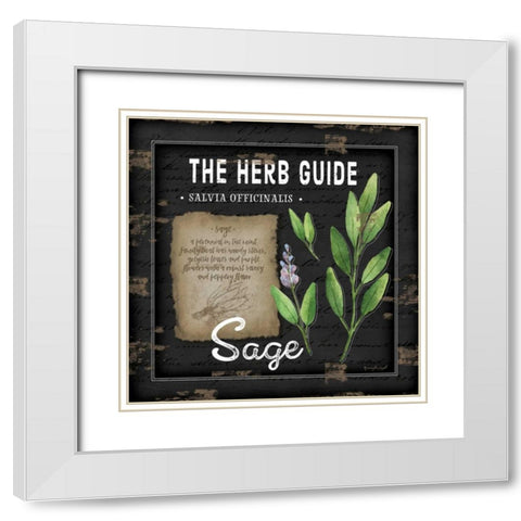 Herb Guide Sage White Modern Wood Framed Art Print with Double Matting by Pugh, Jennifer