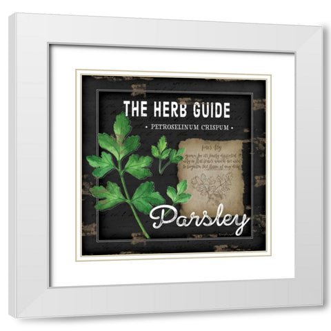 Herb Guide Parsley White Modern Wood Framed Art Print with Double Matting by Pugh, Jennifer