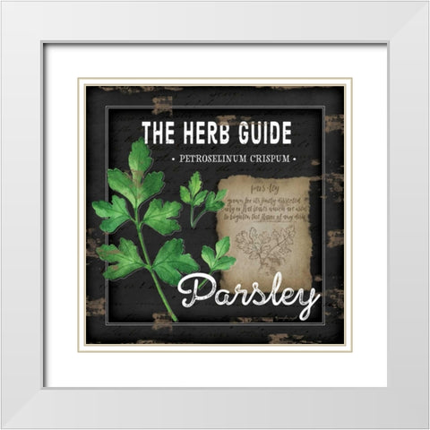 Herb Guide Parsley White Modern Wood Framed Art Print with Double Matting by Pugh, Jennifer