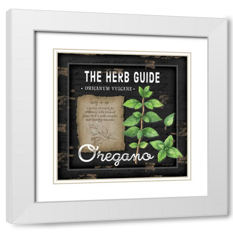 Herb Guide Oregano White Modern Wood Framed Art Print with Double Matting by Pugh, Jennifer