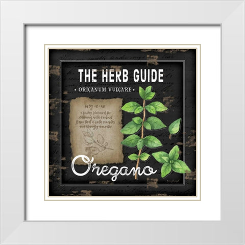 Herb Guide Oregano White Modern Wood Framed Art Print with Double Matting by Pugh, Jennifer