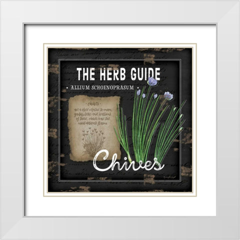 Herb Guide Chives White Modern Wood Framed Art Print with Double Matting by Pugh, Jennifer