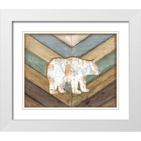 Lodge Bear White Modern Wood Framed Art Print with Double Matting by Pugh, Jennifer