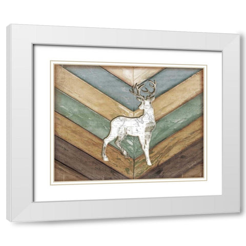 Lodge Deer White Modern Wood Framed Art Print with Double Matting by Pugh, Jennifer