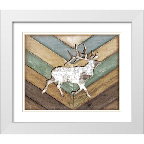 Lodge Elk White Modern Wood Framed Art Print with Double Matting by Pugh, Jennifer