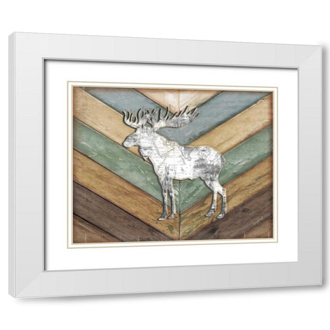 Lodge Moose White Modern Wood Framed Art Print with Double Matting by Pugh, Jennifer