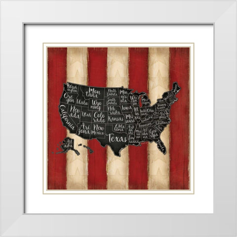 United States II White Modern Wood Framed Art Print with Double Matting by Pugh, Jennifer