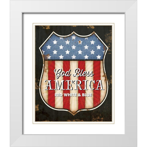 God Bless America White Modern Wood Framed Art Print with Double Matting by Pugh, Jennifer