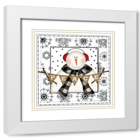 Snowman Snowflake III White Modern Wood Framed Art Print with Double Matting by Pugh, Jennifer