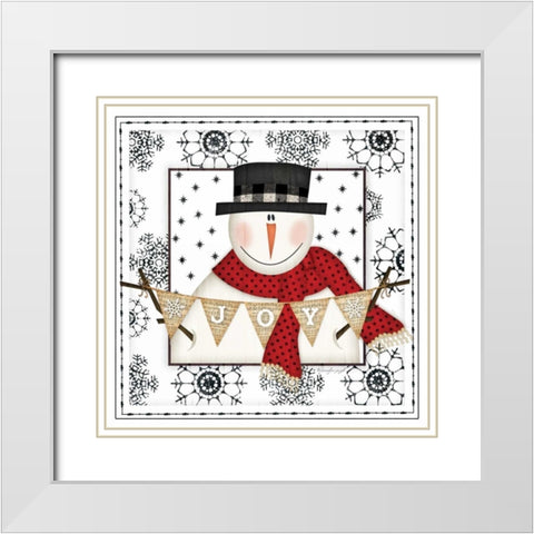 Snowman Snowflake IV White Modern Wood Framed Art Print with Double Matting by Pugh, Jennifer