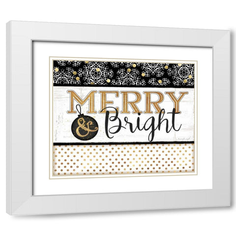 Merry and Bright White Modern Wood Framed Art Print with Double Matting by Pugh, Jennifer