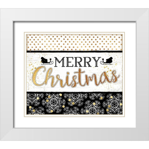 Merry Christmas White Modern Wood Framed Art Print with Double Matting by Pugh, Jennifer