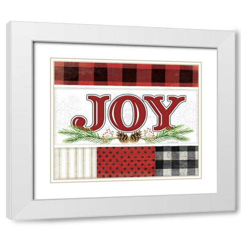 Joy Plaid White Modern Wood Framed Art Print with Double Matting by Pugh, Jennifer