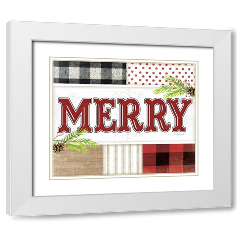 Merry Plaid White Modern Wood Framed Art Print with Double Matting by Pugh, Jennifer