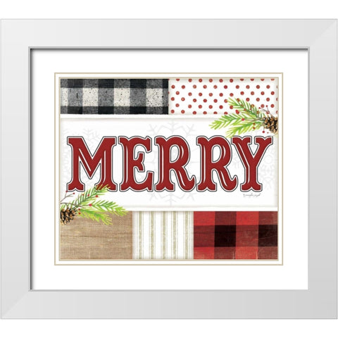 Merry Plaid White Modern Wood Framed Art Print with Double Matting by Pugh, Jennifer