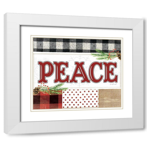 Peace Plaid White Modern Wood Framed Art Print with Double Matting by Pugh, Jennifer