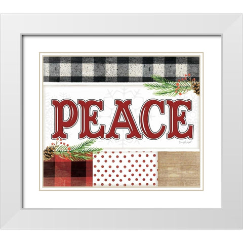 Peace Plaid White Modern Wood Framed Art Print with Double Matting by Pugh, Jennifer