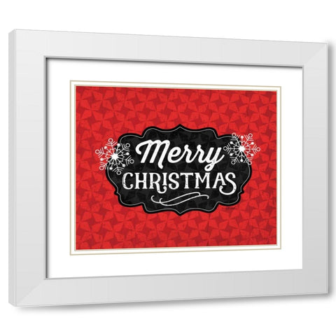 Merry Christmas White Modern Wood Framed Art Print with Double Matting by Pugh, Jennifer