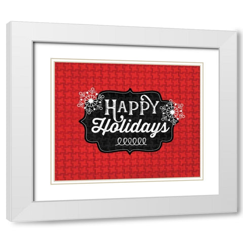 Happy Holidays White Modern Wood Framed Art Print with Double Matting by Pugh, Jennifer