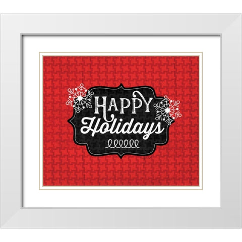 Happy Holidays White Modern Wood Framed Art Print with Double Matting by Pugh, Jennifer