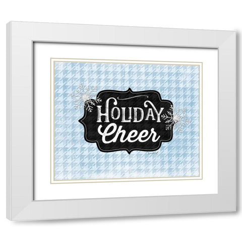 Holiday Cheer - Blue White Modern Wood Framed Art Print with Double Matting by Pugh, Jennifer