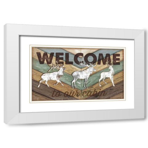 Lodge Welcome White Modern Wood Framed Art Print with Double Matting by Pugh, Jennifer
