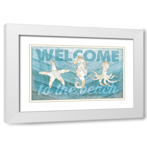 Coastal Welcome White Modern Wood Framed Art Print with Double Matting by Pugh, Jennifer