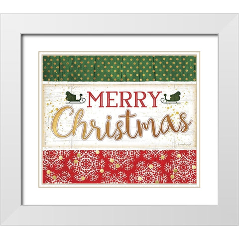 Merry Christmas White Modern Wood Framed Art Print with Double Matting by Pugh, Jennifer