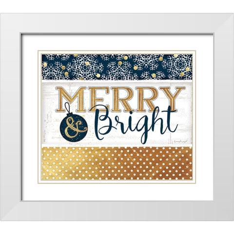 Merry and Bright White Modern Wood Framed Art Print with Double Matting by Pugh, Jennifer