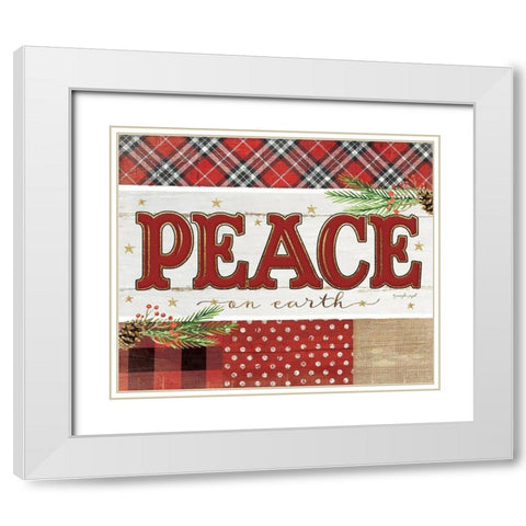 Peace Plaid White Modern Wood Framed Art Print with Double Matting by Pugh, Jennifer