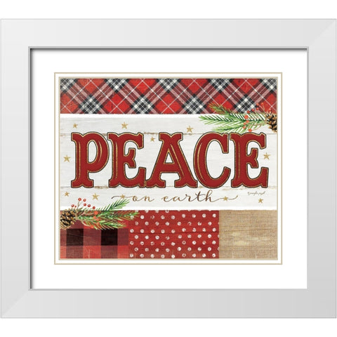 Peace Plaid White Modern Wood Framed Art Print with Double Matting by Pugh, Jennifer